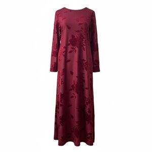 Ruth Norman Vintage Burgundy Floral 70s 80sMaxi Dress Dark Romance Gothic Garden